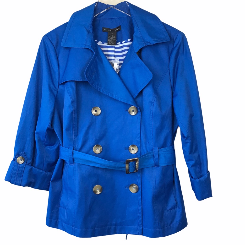 Nwt Grace Elements Short Belted Trench Coat - 12